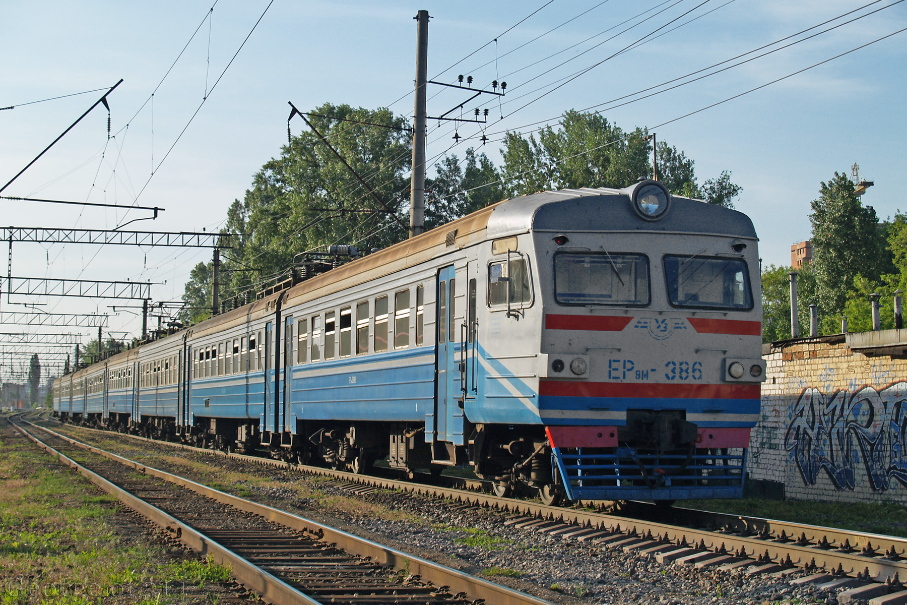 Електропоїзд ЭР9М-386, станція Київ-Товарний