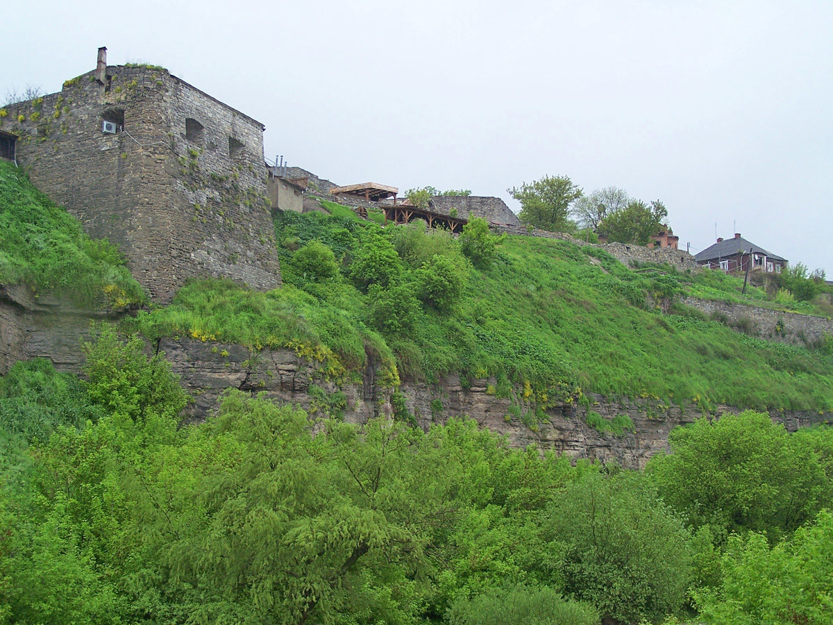 Вид на мури Старого міста з долини річки Смотрич, Кам'янець-Подільский