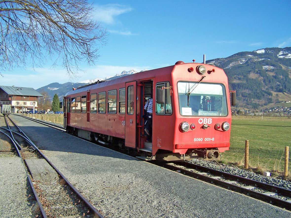 Рейковий автобус 5090.001-8, ст. Фюрт-Капрун, вузькоколійна дорога Пінцгау, Австрія
