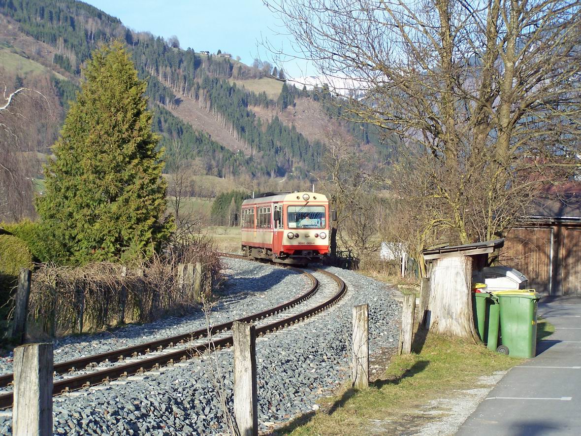 Рейковий автобус 5090.003-4, околиці ст. Фюрт-Капрун, вузькоколійна дорога Пінцгау, Австрія