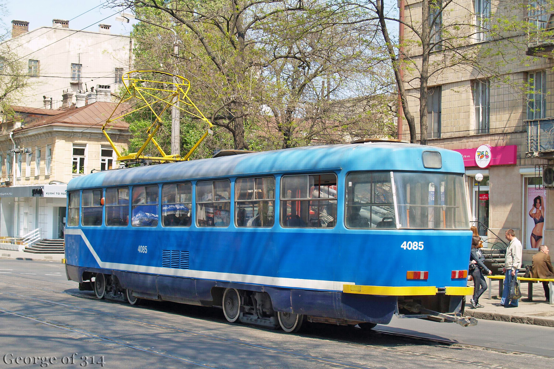 Трамвай Tatra T3SU №4085, Преображенська вулиця, Одеса